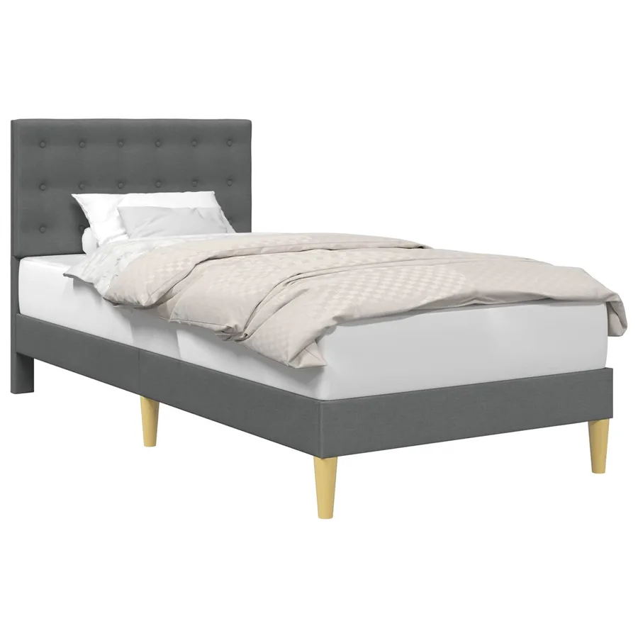 Cadre de lit avec tête de lit Gris foncé 90 x 200 cm Tissu - 2