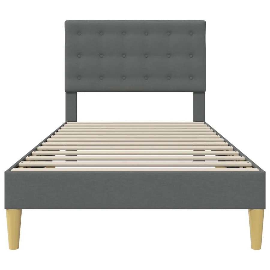 Cadre de lit avec tête de lit Gris foncé 90 x 200 cm Tissu - 4