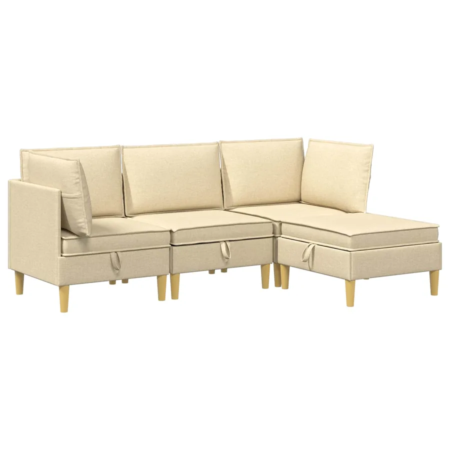 Canapé modulaire avec rangement 4 pcs Crème Tissu - 2
