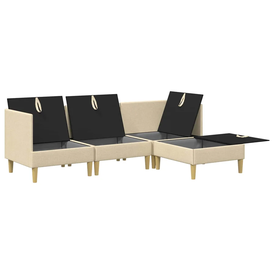 Canapé modulaire avec rangement 4 pcs Crème Tissu - 4