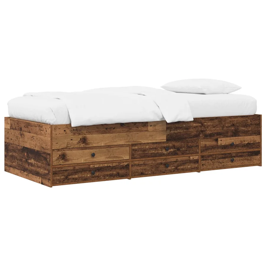 Cadre de lit avec rangement avec tiroir Bois ancien 80 x 200 cm
