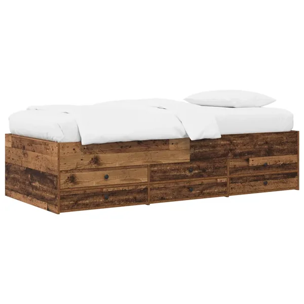 Cadre de lit avec rangement avec tiroir Bois ancien 80 x 200 cm