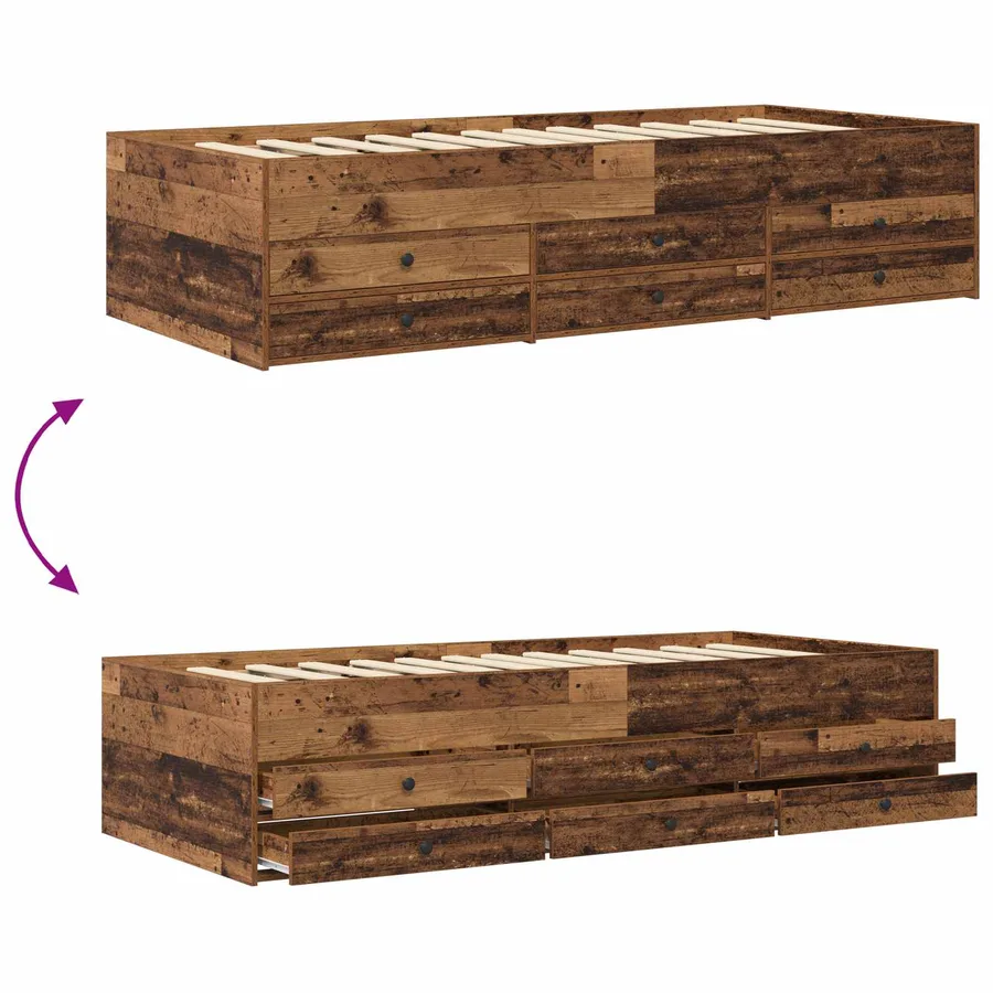 Cadre de lit avec rangement avec tiroir Bois ancien 80 x 200 cm - 7