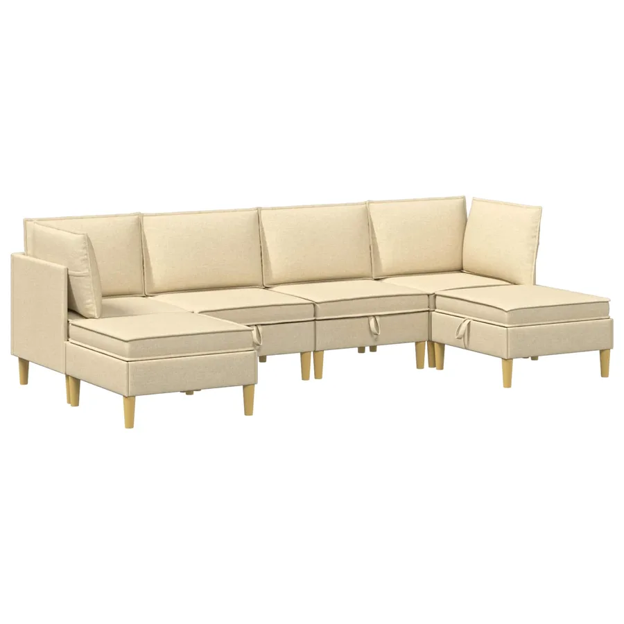 Canapé modulaire avec rangement 6 pcs Crème Tissu - 2