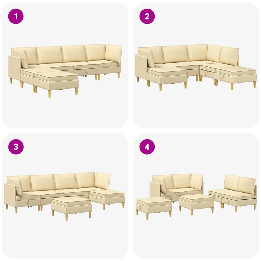 Canapé modulaire avec rangement 6 pcs Crème Tissu - 9
