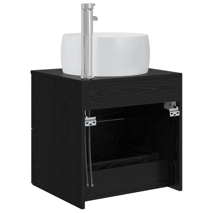 Vanité de lavabo mural Chêne noir 49,5 x 44,5 x 66 cm - 5