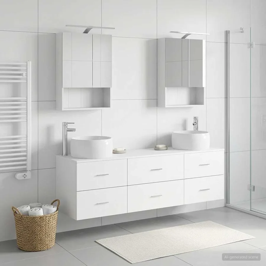 Ensemble de mobilier de salle de bain 5 pcs Blanc