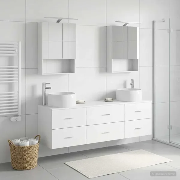 Ensemble de mobilier de salle de bain 5 pcs Blanc
