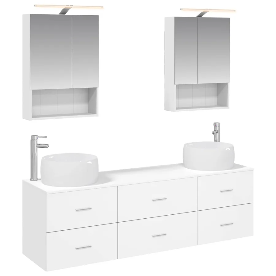Ensemble de mobilier de salle de bain 5 pcs Blanc - 2