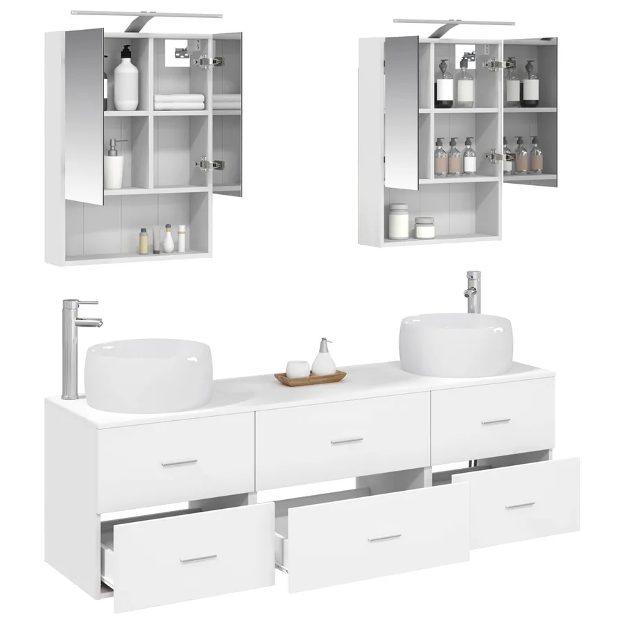 Ensemble de mobilier de salle de bain 5 pcs Blanc - 3