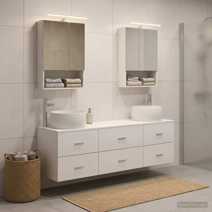 Ensemble de mobilier de salle de bain 5 pcs Blanc - 4