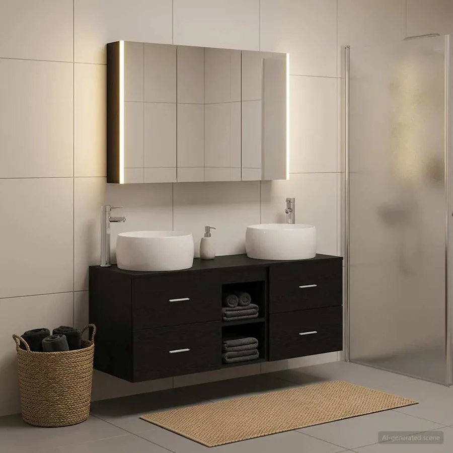 Ensemble de mobilier de salle de bain 4 pcs Chêne noir