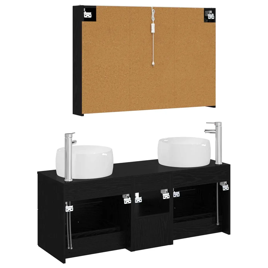 Ensemble de mobilier de salle de bain 4 pcs Chêne noir - 7