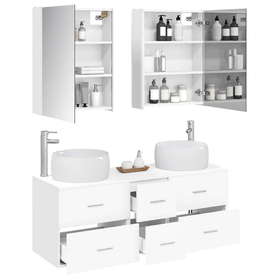 Ensemble de mobilier de salle de bain 5 pcs Blanc - 3