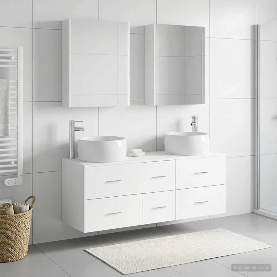 Ensemble de mobilier de salle de bain 5 pcs Blanc - 4