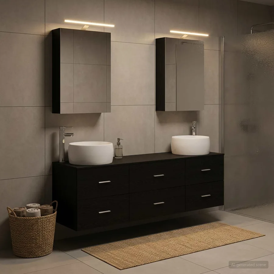Ensemble de mobilier de salle de bain 5 pcs Chêne noir