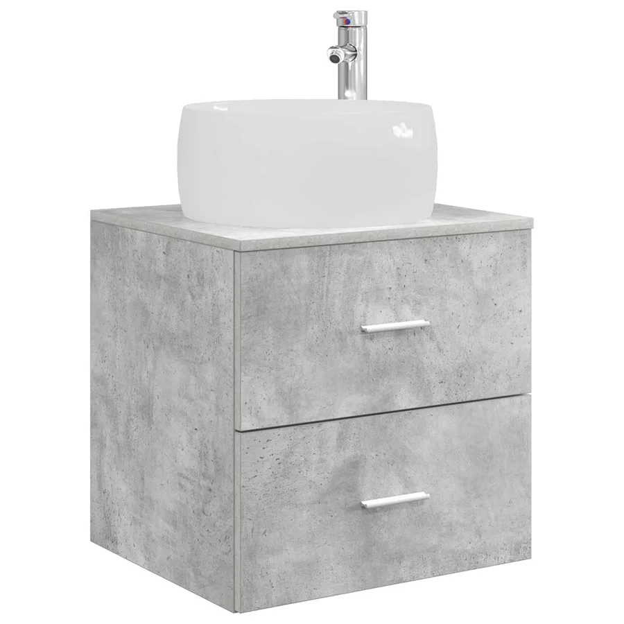 Ensemble de mobilier de salle de bain 4 pcs Gris béton - 5