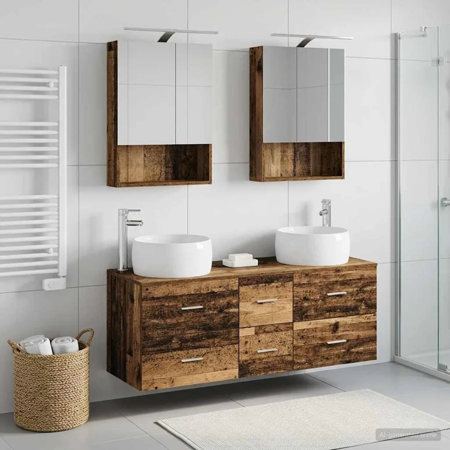 Ensemble de mobilier de salle de bain 5 pcs Bois ancien