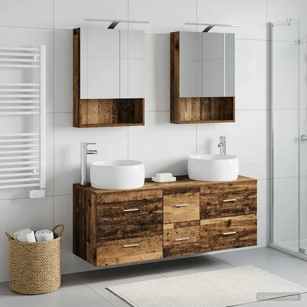 Ensemble de mobilier de salle de bain 5 pcs Bois ancien