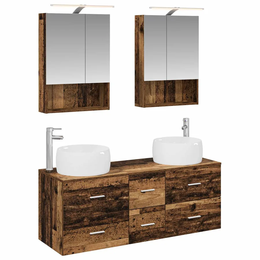 Ensemble de mobilier de salle de bain 5 pcs Bois ancien - 2