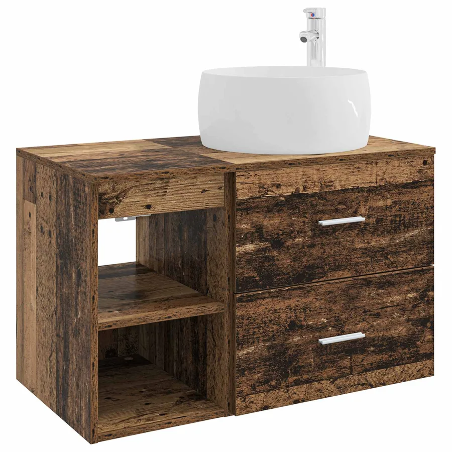 Ensemble de mobilier de salle de bain 2 pcs Bois ancien - 2