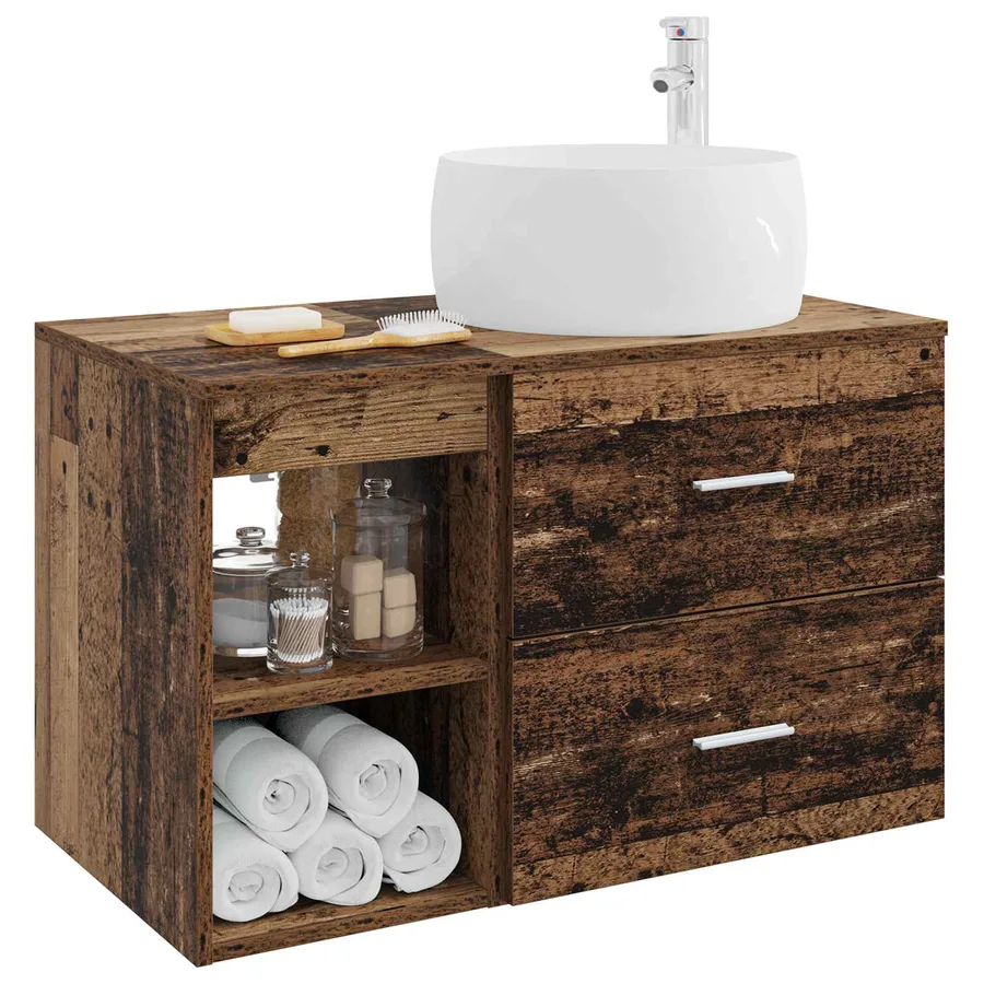 Ensemble de mobilier de salle de bain 2 pcs Bois ancien - 3