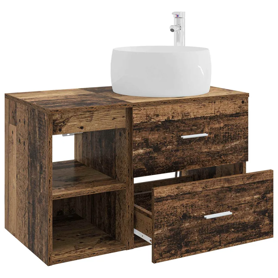 Ensemble de mobilier de salle de bain 2 pcs Bois ancien - 4