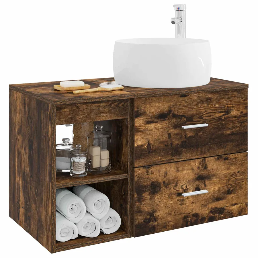 Ensemble de mobilier de salle de bain 2 pcs Chêne fumé - 3