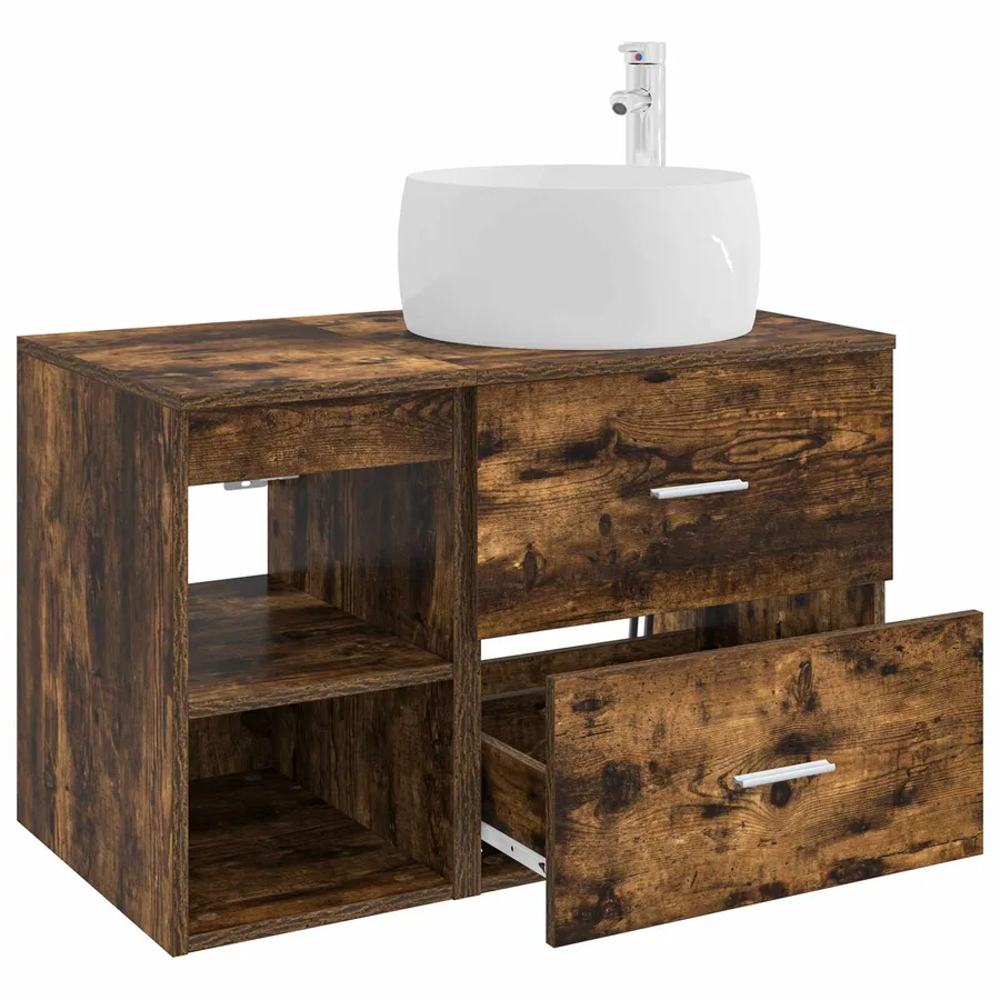 Ensemble de mobilier de salle de bain 2 pcs Chêne fumé - 4