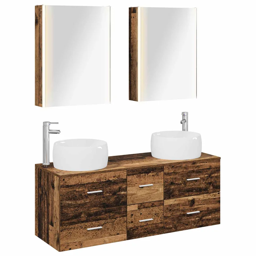 Ensemble de mobilier de salle de bain 5 pcs Bois ancien - 2