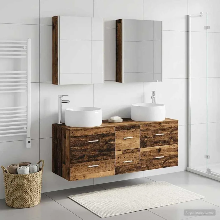 Ensemble de mobilier de salle de bain 5 pcs Bois ancien - 4