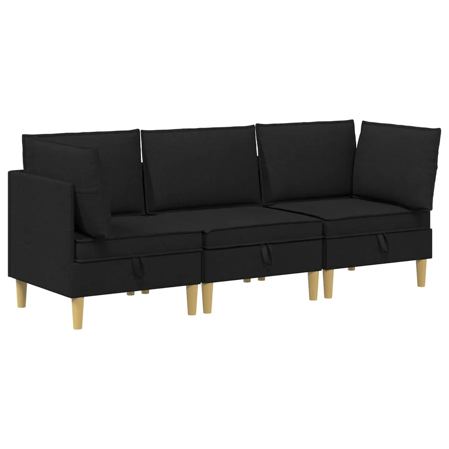 Canapé modulaire avec rangement 3 pcs Noir Tissu - 2