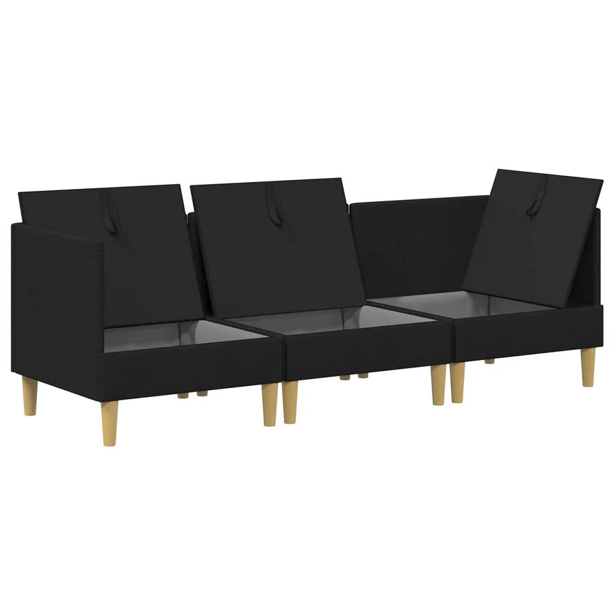 Canapé modulaire avec rangement 3 pcs Noir Tissu - 4