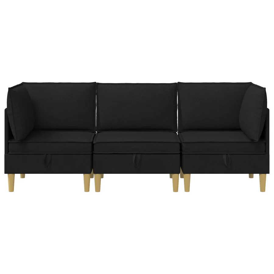 Canapé modulaire avec rangement 3 pcs Noir Tissu - 7