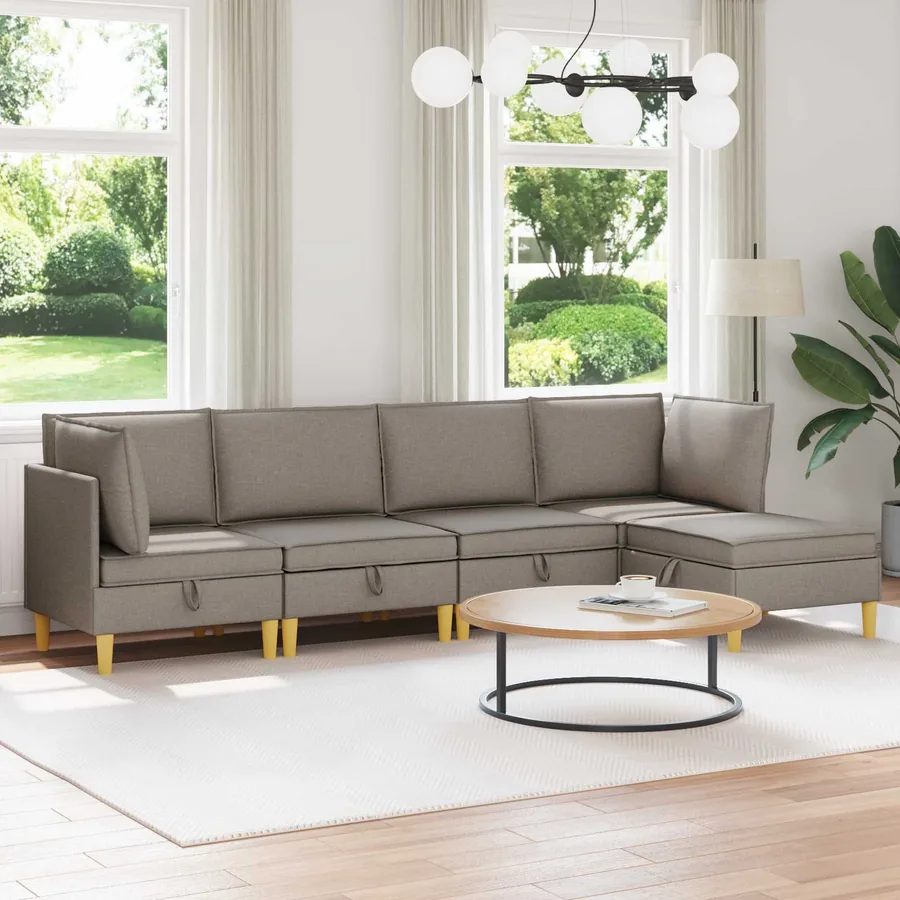 Canapé modulaire avec rangement 5 pcs Taupe Tissu