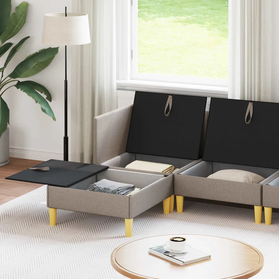 Canapé modulaire avec rangement 5 pcs Taupe Tissu - 3
