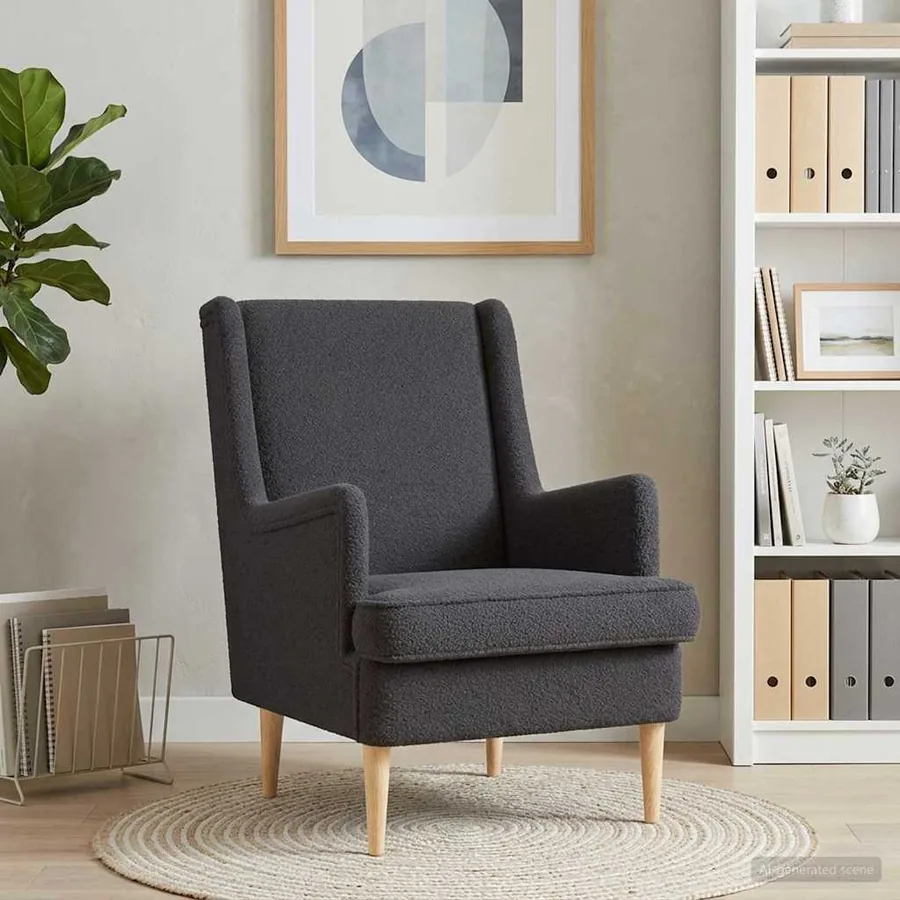 Fauteuil Gris foncé Bouclé