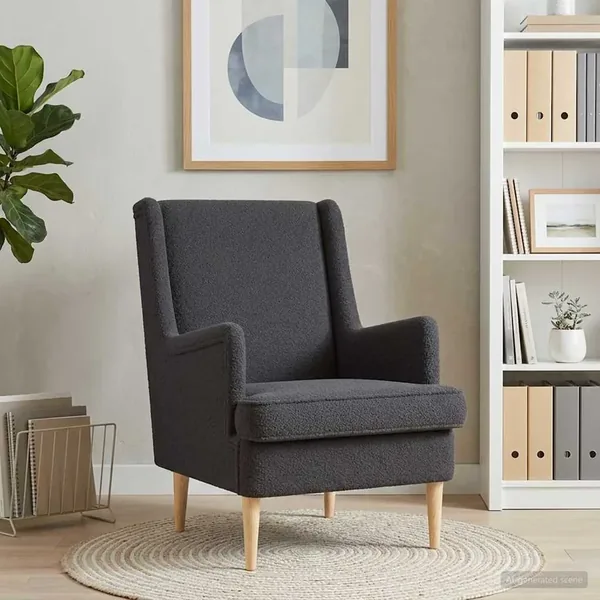 Fauteuil Gris foncé Bouclé