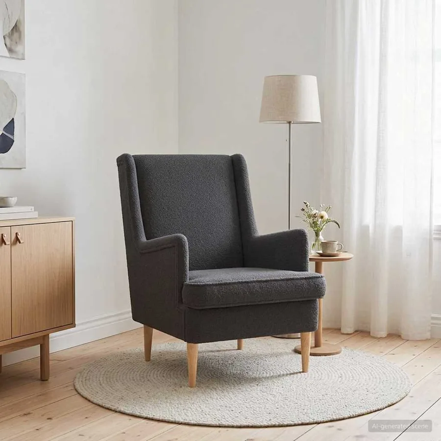 Fauteuil Gris foncé Bouclé - 3