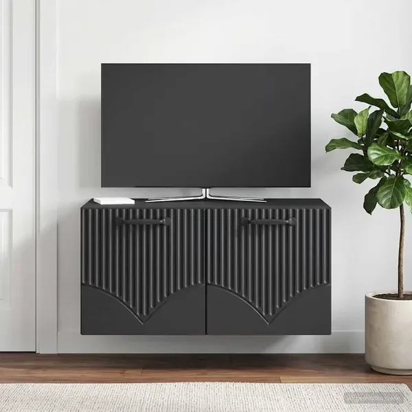 Meuble TV mural Noir 59,5 x 41 x 30 cm Bois d'ingénierie