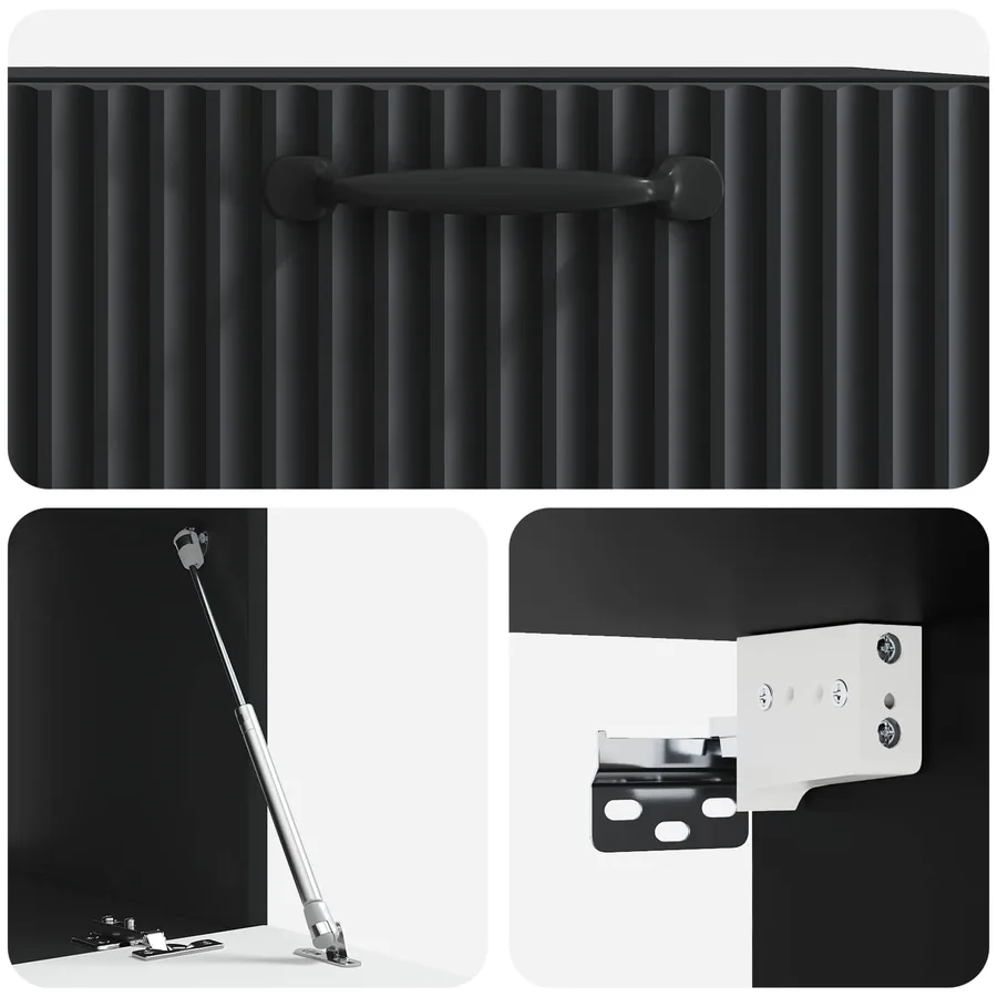 Meuble TV mural Noir 59,5 x 41 x 30 cm Bois d'ingénierie - 9