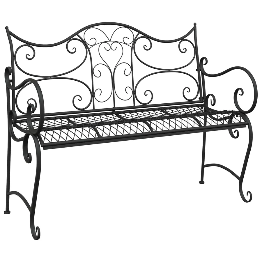 Banc de jardin 2-Nombre de places 114 x 56,5 x 90 cm Acier Noir - 2