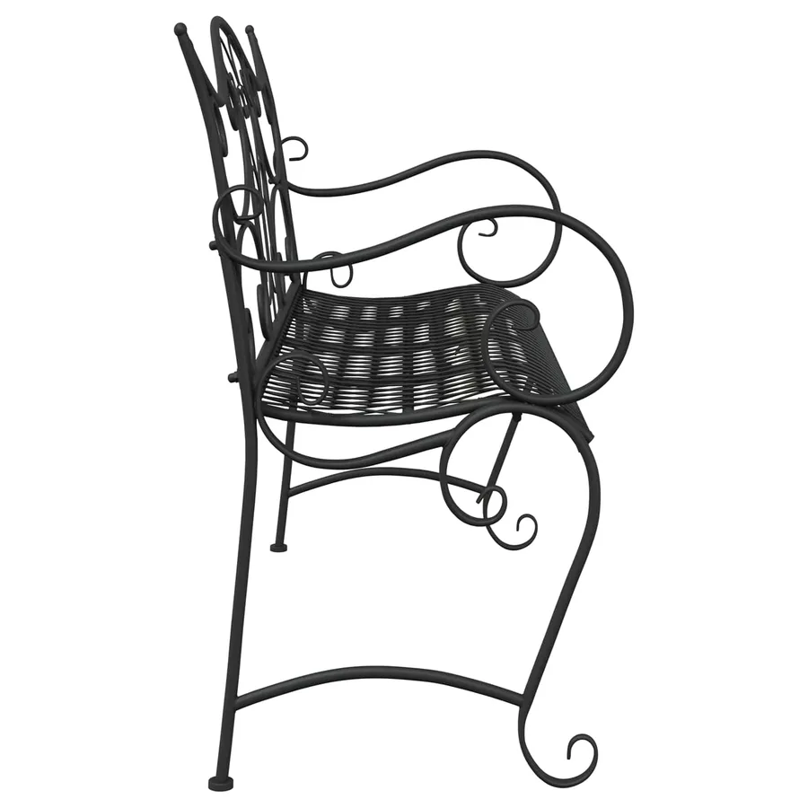 Banc de jardin 2-Nombre de places 114 x 56,5 x 90 cm Acier Noir - 4