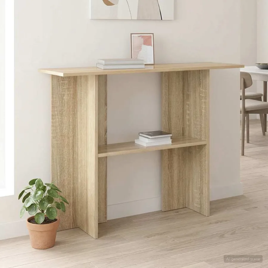 Table console Chêne Sonoma 100 x 30 x 75 cm Bois d'ingénierie - 4