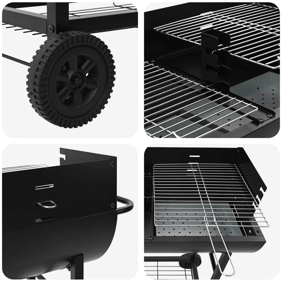 Grill charbon 96,5 x 42,5 x 88,5 cm Noir - 7