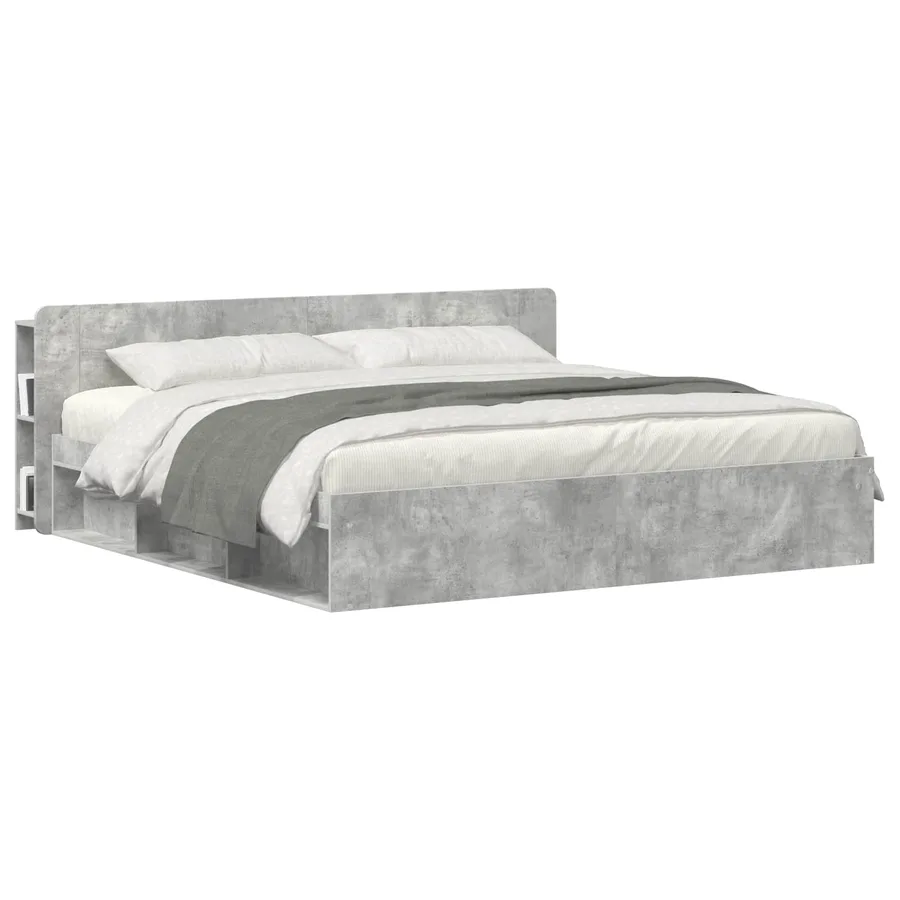 Cabinet de Tête de Lit Gris béton Bois d'ingénierie - 7