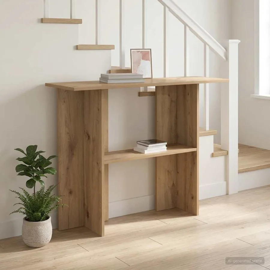 Table console Chêne artisanal 100 x 30 x 75 cm - 4