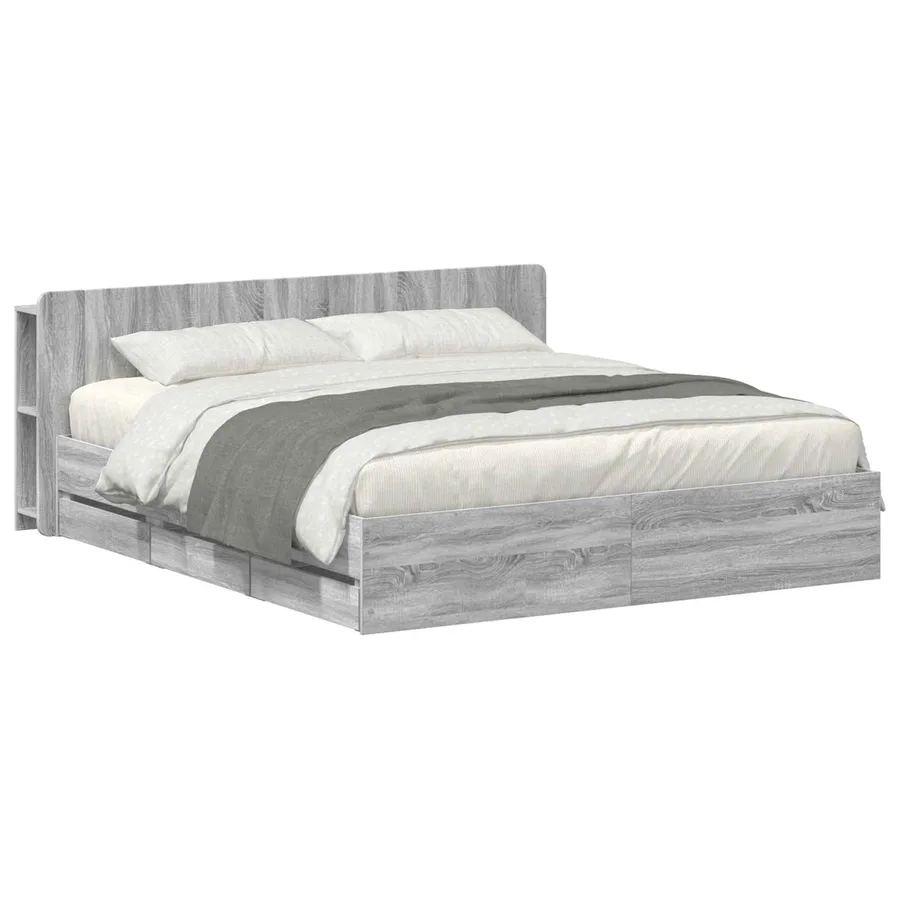 Cadre de lit avec rangement Sonoma gris 200 x 200 cm - 2