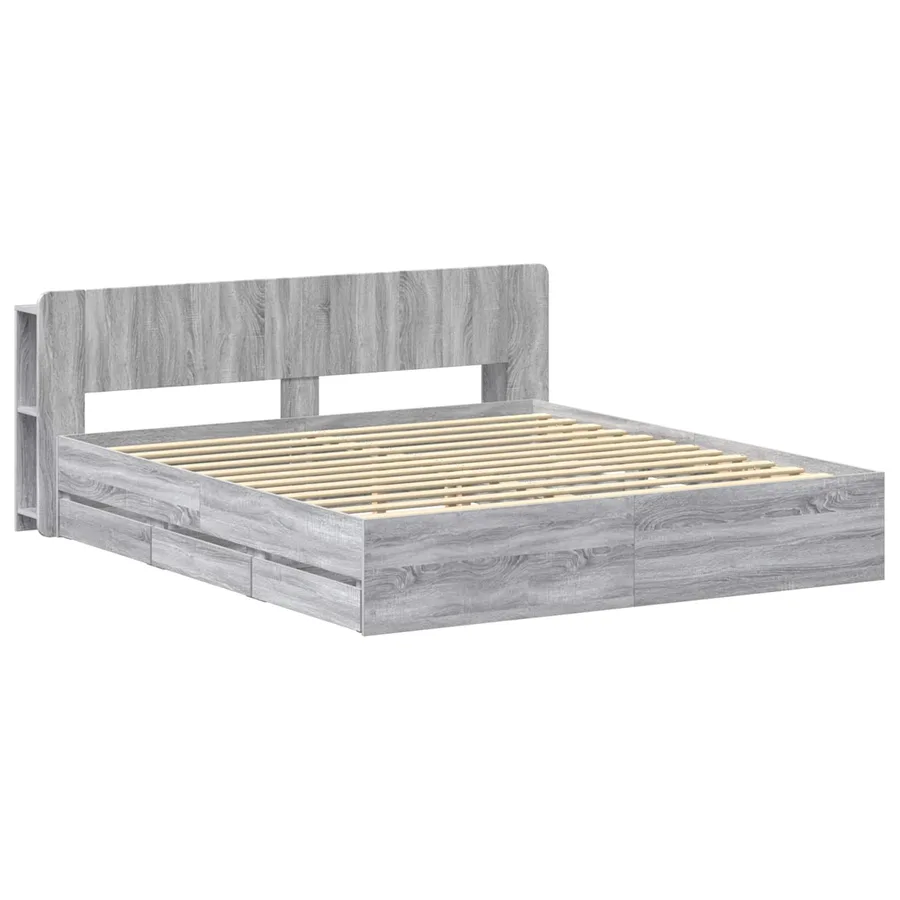 Cadre de lit avec rangement Sonoma gris 200 x 200 cm - 3