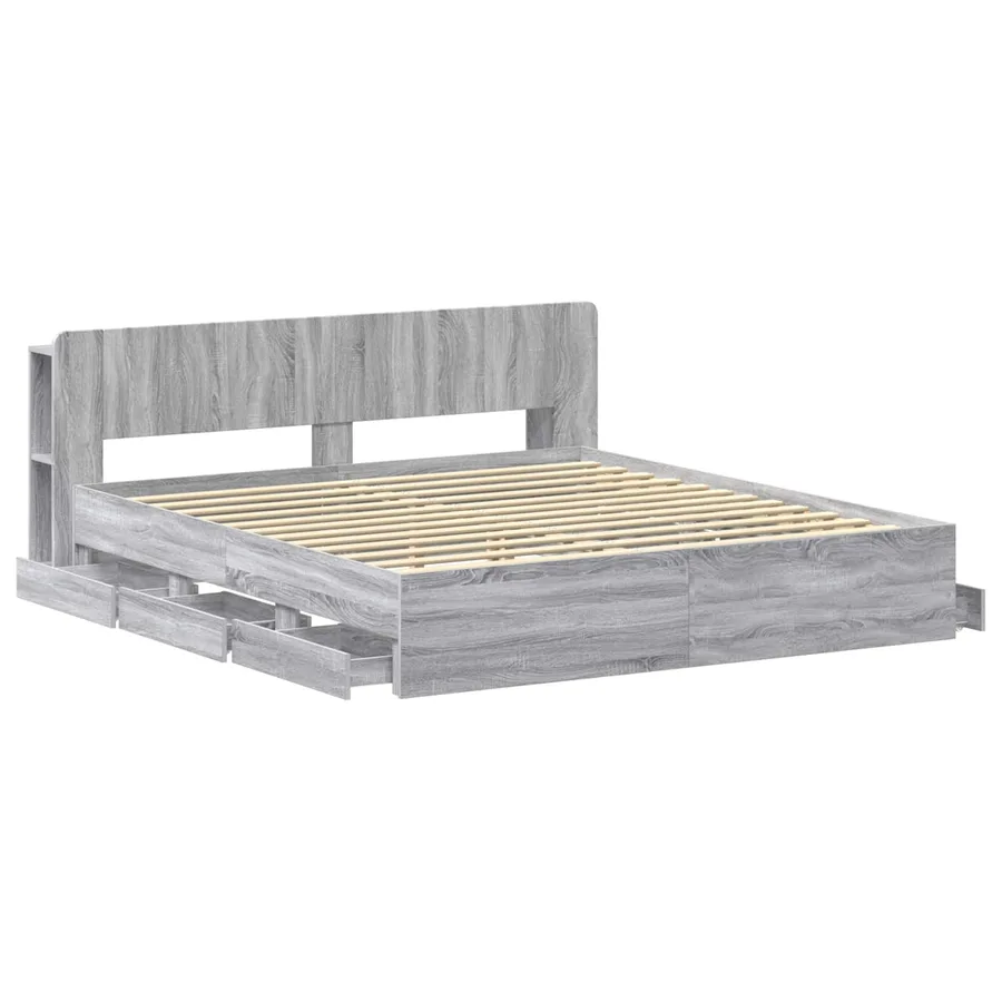 Cadre de lit avec rangement Sonoma gris 200 x 200 cm - 4